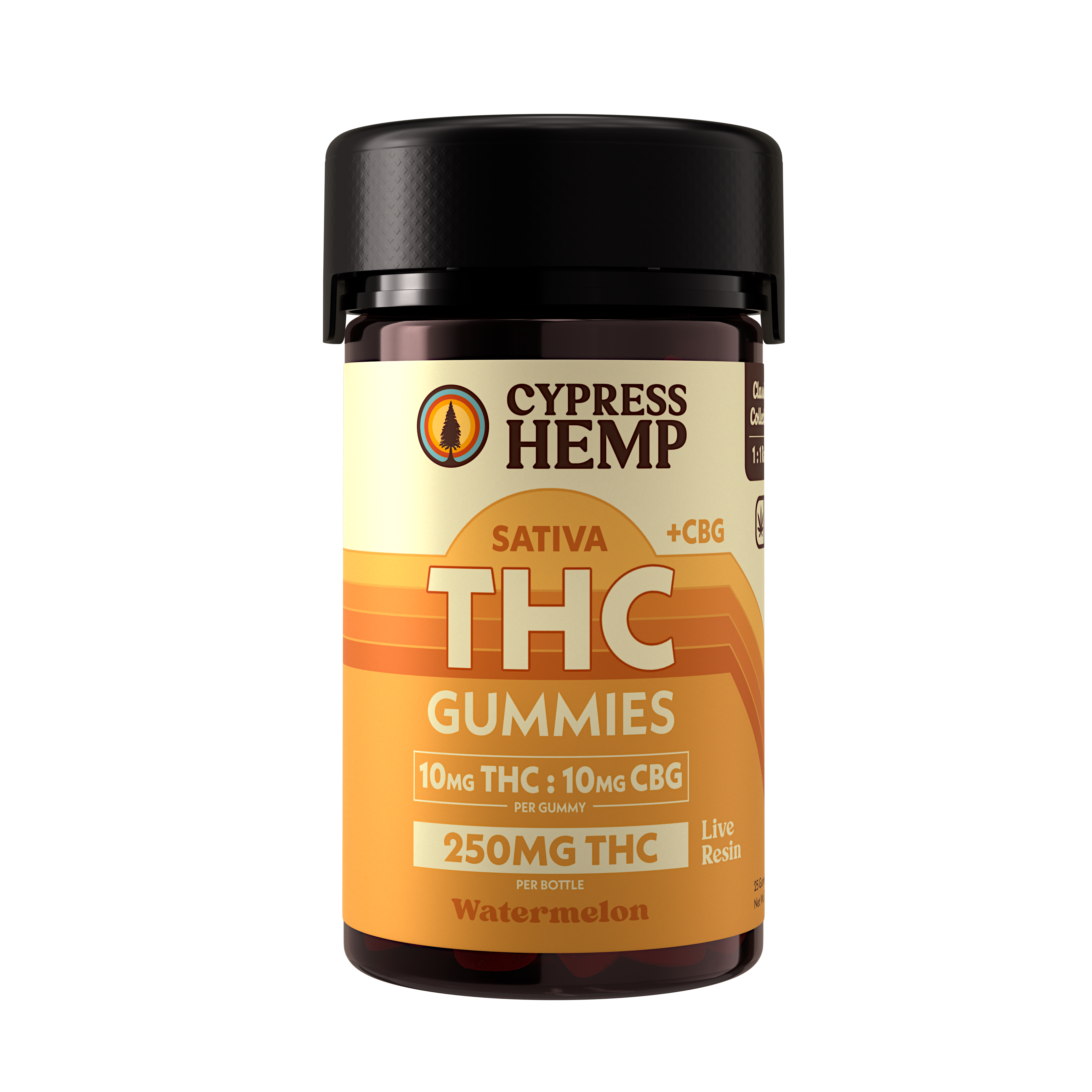 1:1 Classics Collection - Live Resin THC Gummies - 10mg THC / Gummy / (Sativa - CBG - Sour Jack) - Watermelon / 25